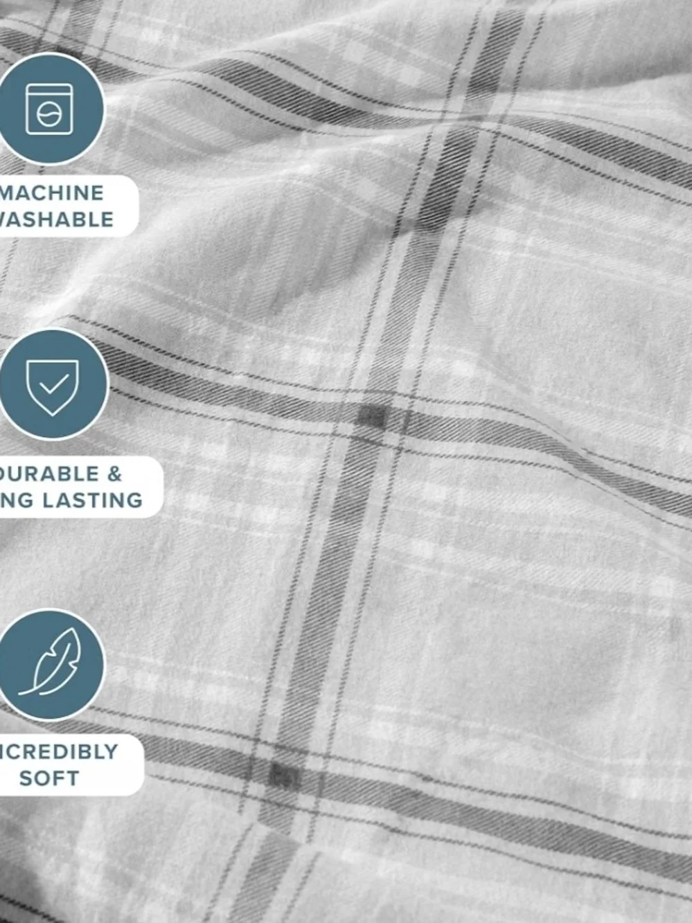 Bare Gray Plaid Bedding Set Queen Size